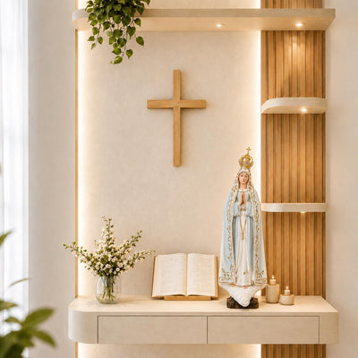 Hand Painted Our Lady of Fatima Virgin Mary Statue - Mother Mary Catholic Decor Religious Figurine Catholic Gifts & Gifts for Catholic Women