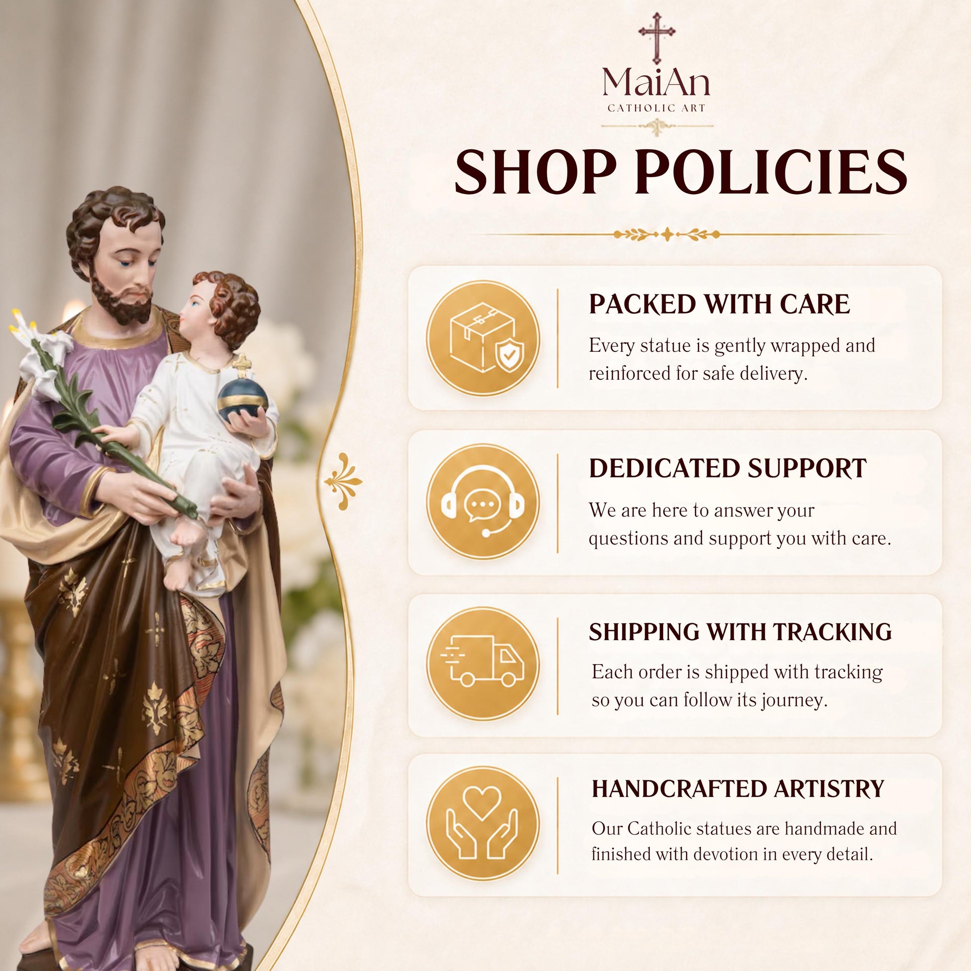 Saint Joseph Holding Baby Jesus Statue, Catholic Home Decor, Religious Decor, Catholic Statues, Catholic Gift for Women & Men, Statue Decor