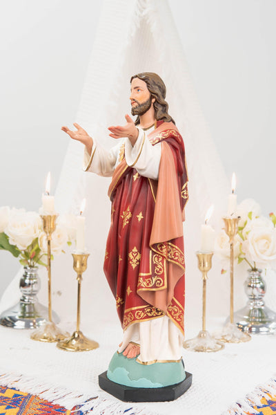 Hand-Painted Sacred Heart of Jesus Statue 15.8" - Catholic Jesus Figurine, Christ Statue for Home, Religious Gift, Christian Prayer Decor
