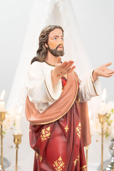 Hand-Painted Sacred Heart of Jesus Statue 15.8" - Catholic Jesus Figurine, Christ Statue for Home, Religious Gift, Christian Prayer Decor