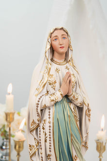 Premium Our Lady of Lourdes Statue 15.8" - Virgin Mary Figurine, Catholic Home Altar Decor, Hand Painted Catholic Gift, Motherday Gift