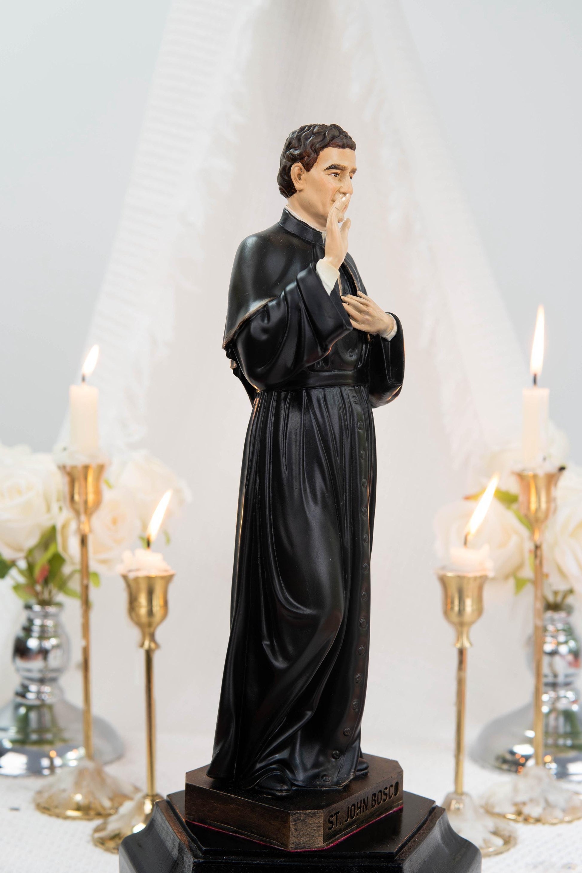 Hand-Painted Saint John Bosco Statue 11.8" – Catholic Saint for Home Altar, Religious Gift, Catholic Statue for Home Decor, St. John Bosco