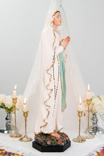 Premium Our Lady of Lourdes Statue 25.6" - Catholic Virgin Mary Figurine, Christian Prayer Gift, Home Altar Statue, Catholic Gift
