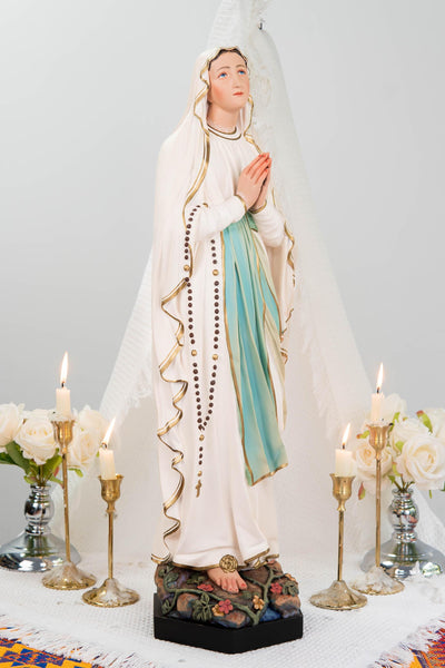 Premium Our Lady of Lourdes Statue 25.6" - Catholic Virgin Mary Figurine, Christian Prayer Gift, Home Altar Statue, Catholic Gift