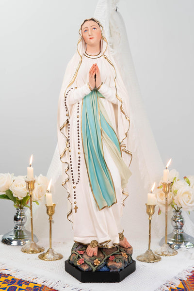 Premium Our Lady of Lourdes Statue 25.6" - Catholic Virgin Mary Figurine, Christian Prayer Gift, Home Altar Statue, Catholic Gift