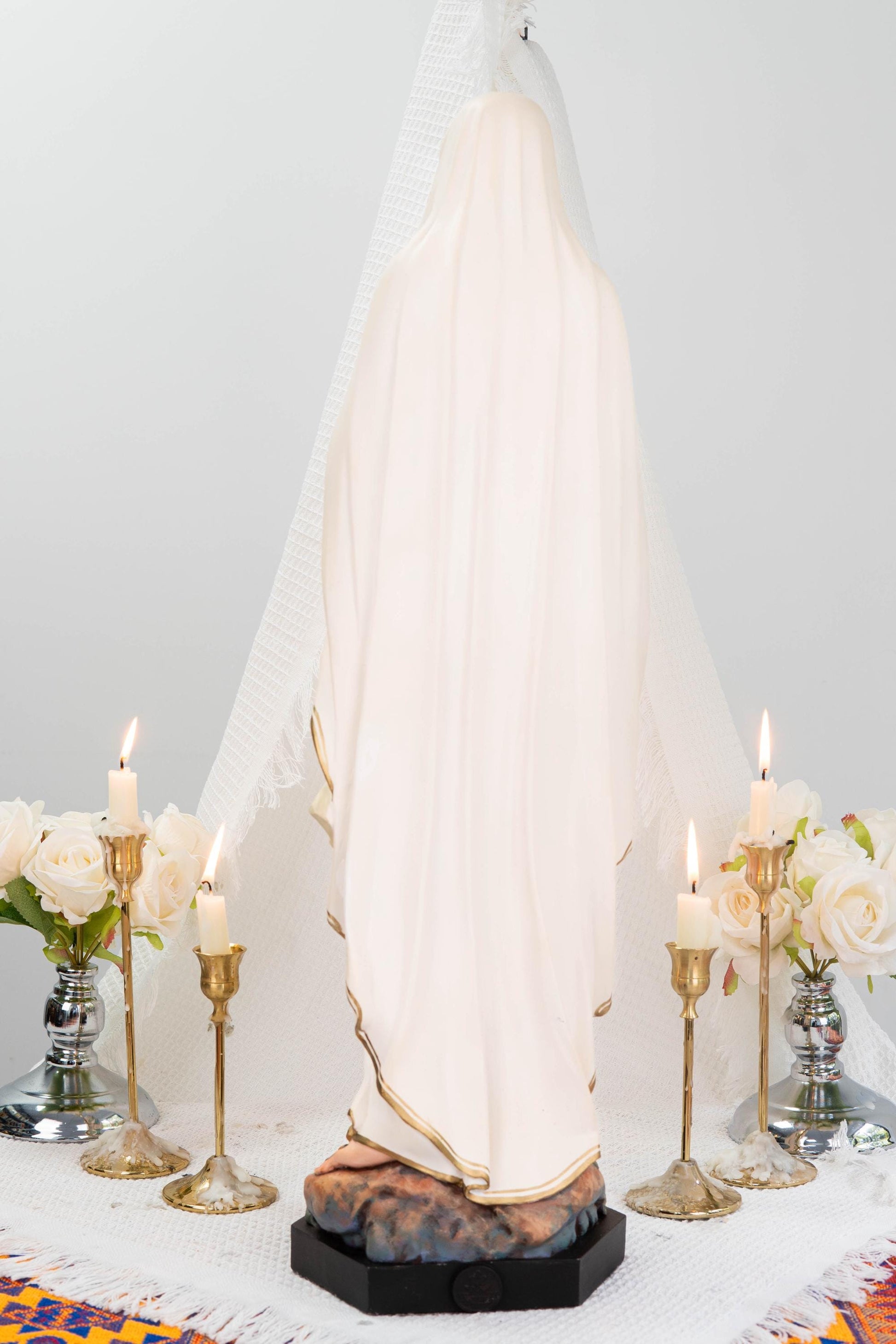 Premium Our Lady of Lourdes Statue 25.6" - Catholic Virgin Mary Figurine, Christian Prayer Gift, Home Altar Statue, Catholic Gift