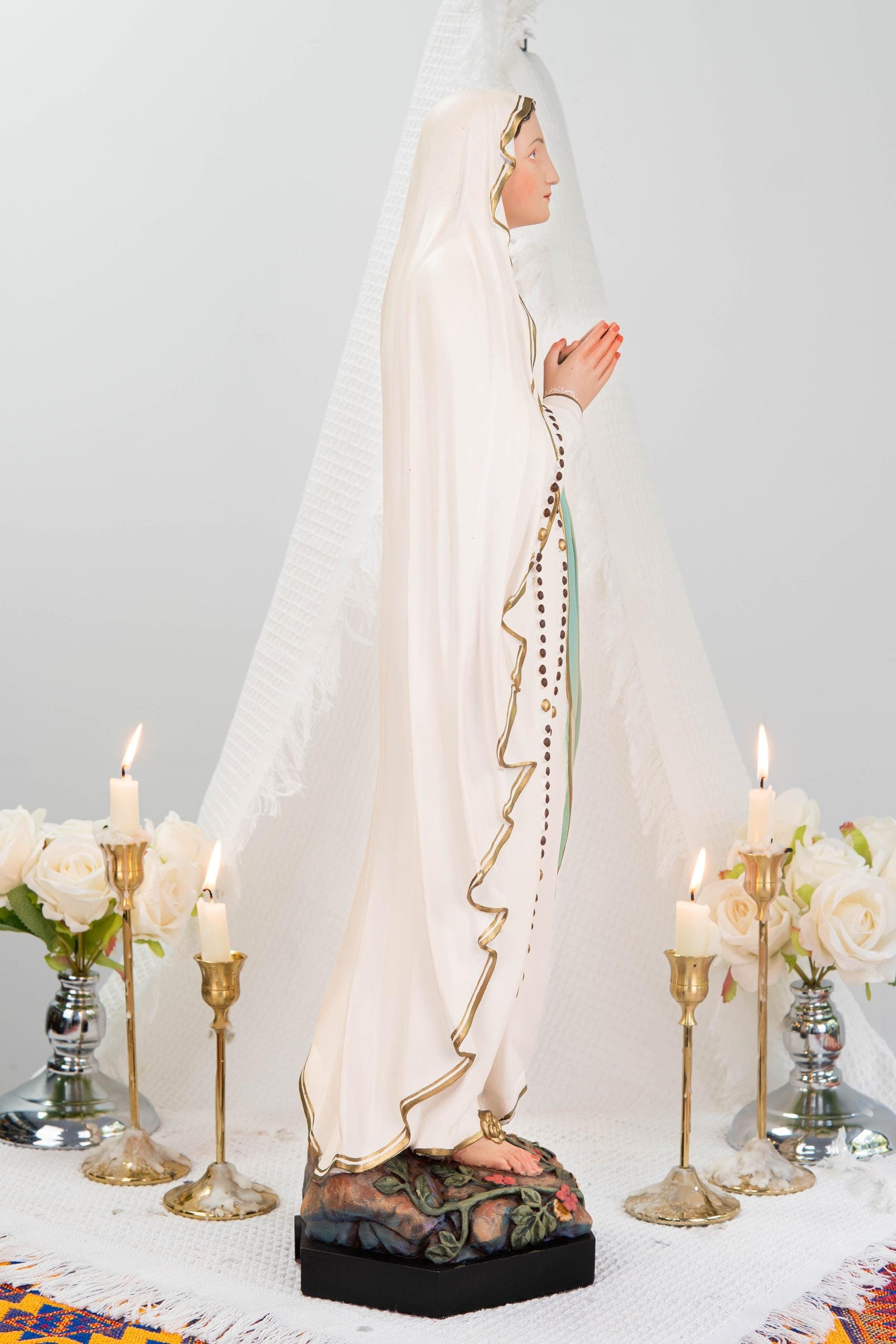 Premium Our Lady of Lourdes Statue 25.6" - Catholic Virgin Mary Figurine, Christian Prayer Gift, Home Altar Statue, Catholic Gift