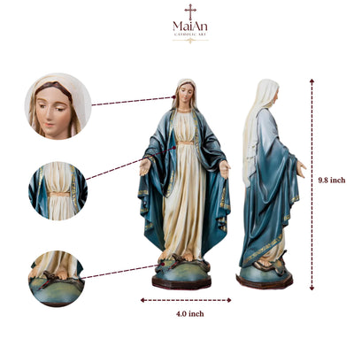 Hand-Painted Our Lady of Grace Statue 9.8" - Virgin Mary Statue, Mother Mary, Catholic Gifts for Women & Men, Catholic Statue, Virgen Maria
