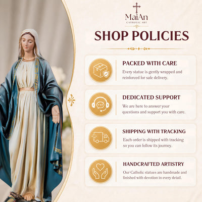 Hand-Painted Our Lady of Grace Statue 9.8" - Virgin Mary Statue, Mother Mary, Catholic Gifts for Women & Men, Catholic Statue, Virgen Maria