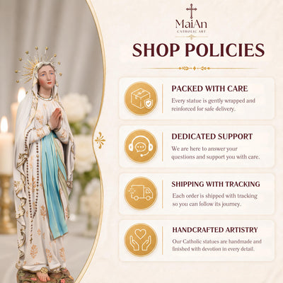 Our Lady of Lourdes Statue 15.8" - Virgin Mary Statue with Rosary, Catholic Home Decor, Marian Gift, Religious Gift for Women, Mary Statue