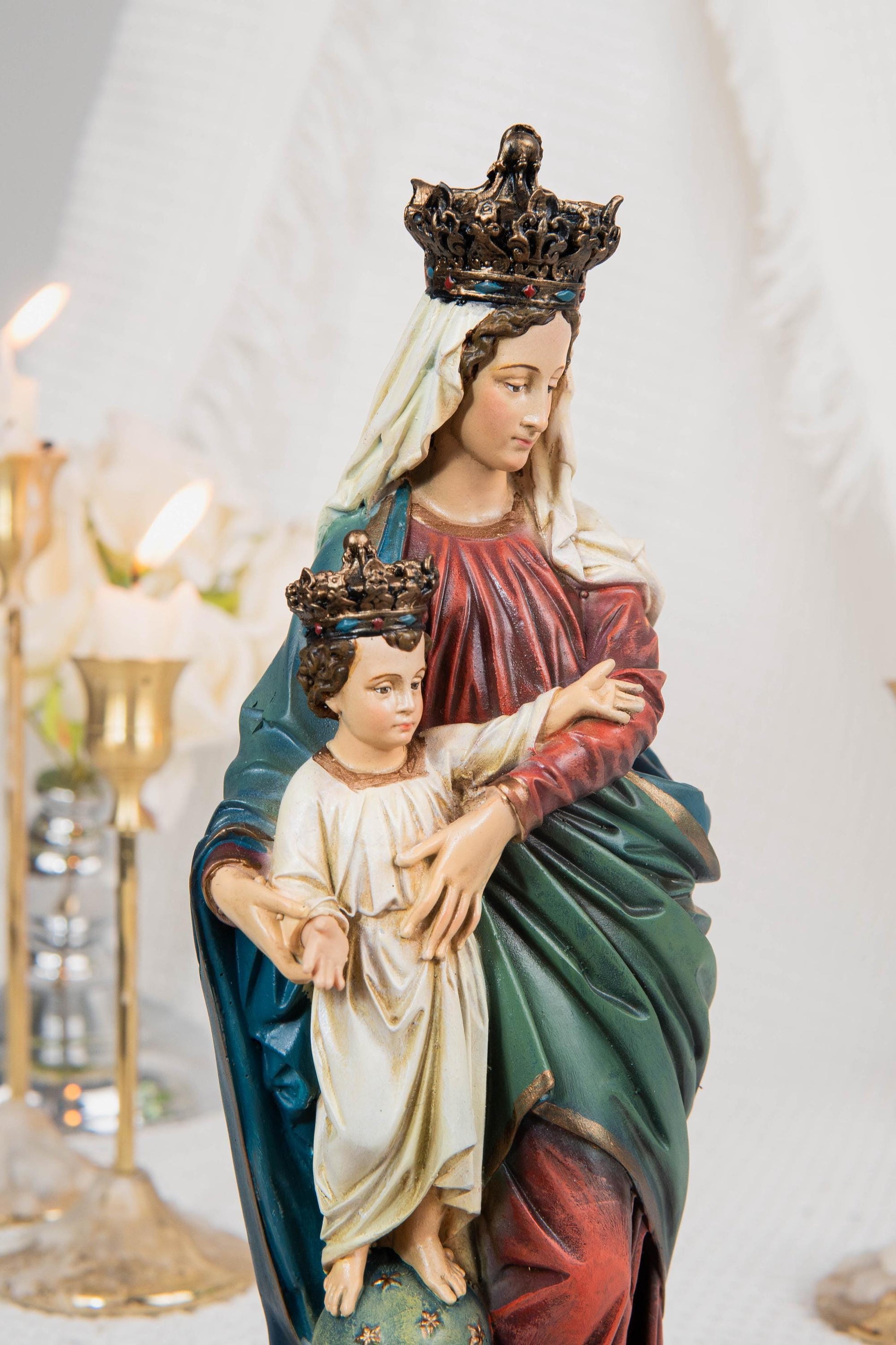 Hand-Painted Our Lady of Victory Statue 9.8" - Virgin Mary Catholic Statue, Mother Figurine, Christian Home Altar Decor, Religious Gift