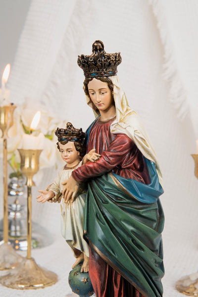 Hand-Painted Our Lady of Victory Statue 9.8" - Virgin Mary Catholic Statue, Mother Figurine, Christian Home Altar Decor, Religious Gift