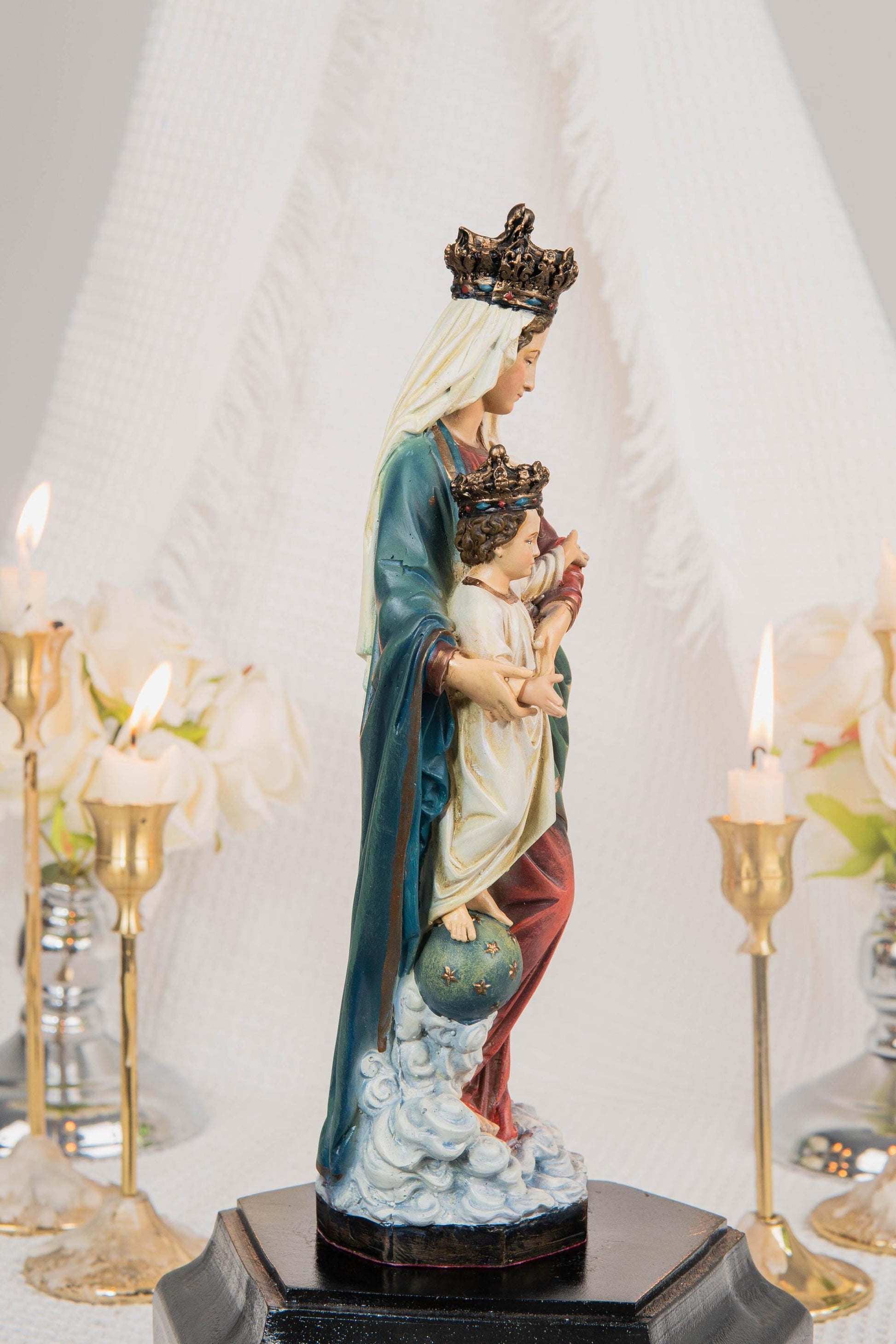 Hand-Painted Our Lady of Victory Statue 9.8" - Virgin Mary Catholic Statue, Mother Figurine, Christian Home Altar Decor, Religious Gift