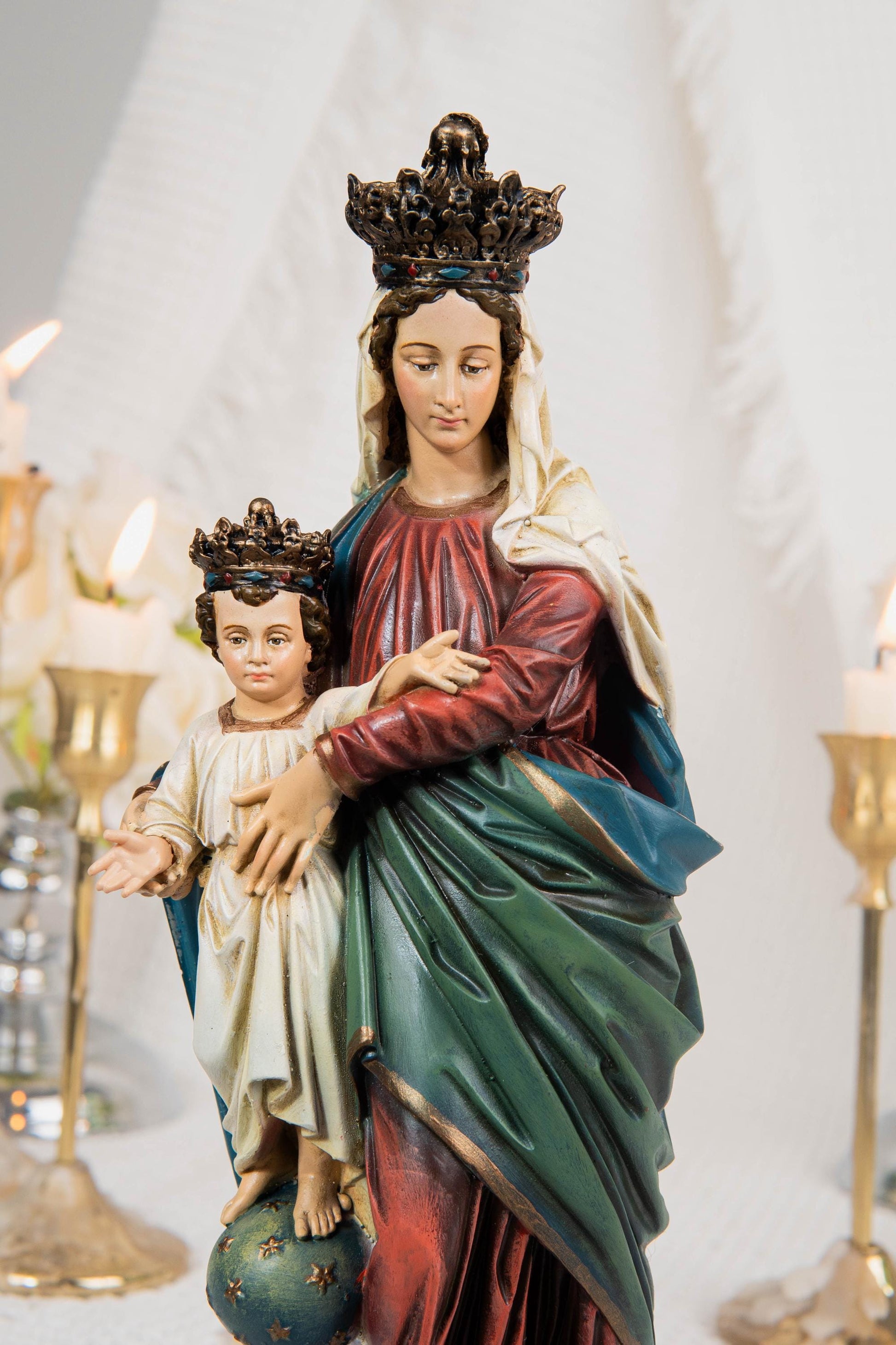 Hand-Painted Our Lady of Victory Statue 9.8" - Virgin Mary Catholic Statue, Mother Figurine, Christian Home Altar Decor, Religious Gift
