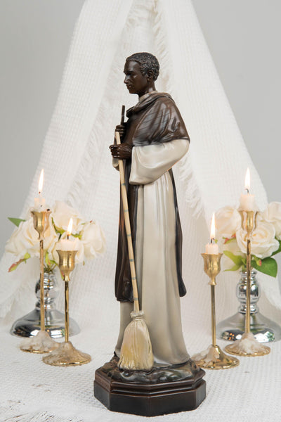 St. Martin de Porres Statue 15.8" -Catholic Religious Statue, Saint Martin Figurine, Catholic Home Decor, Patron Saint Gift, Christian Decor