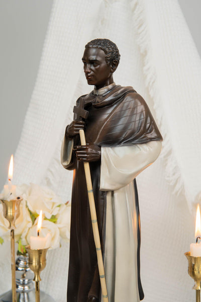 St. Martin de Porres Statue 15.8" -Catholic Religious Statue, Saint Martin Figurine, Catholic Home Decor, Patron Saint Gift, Christian Decor