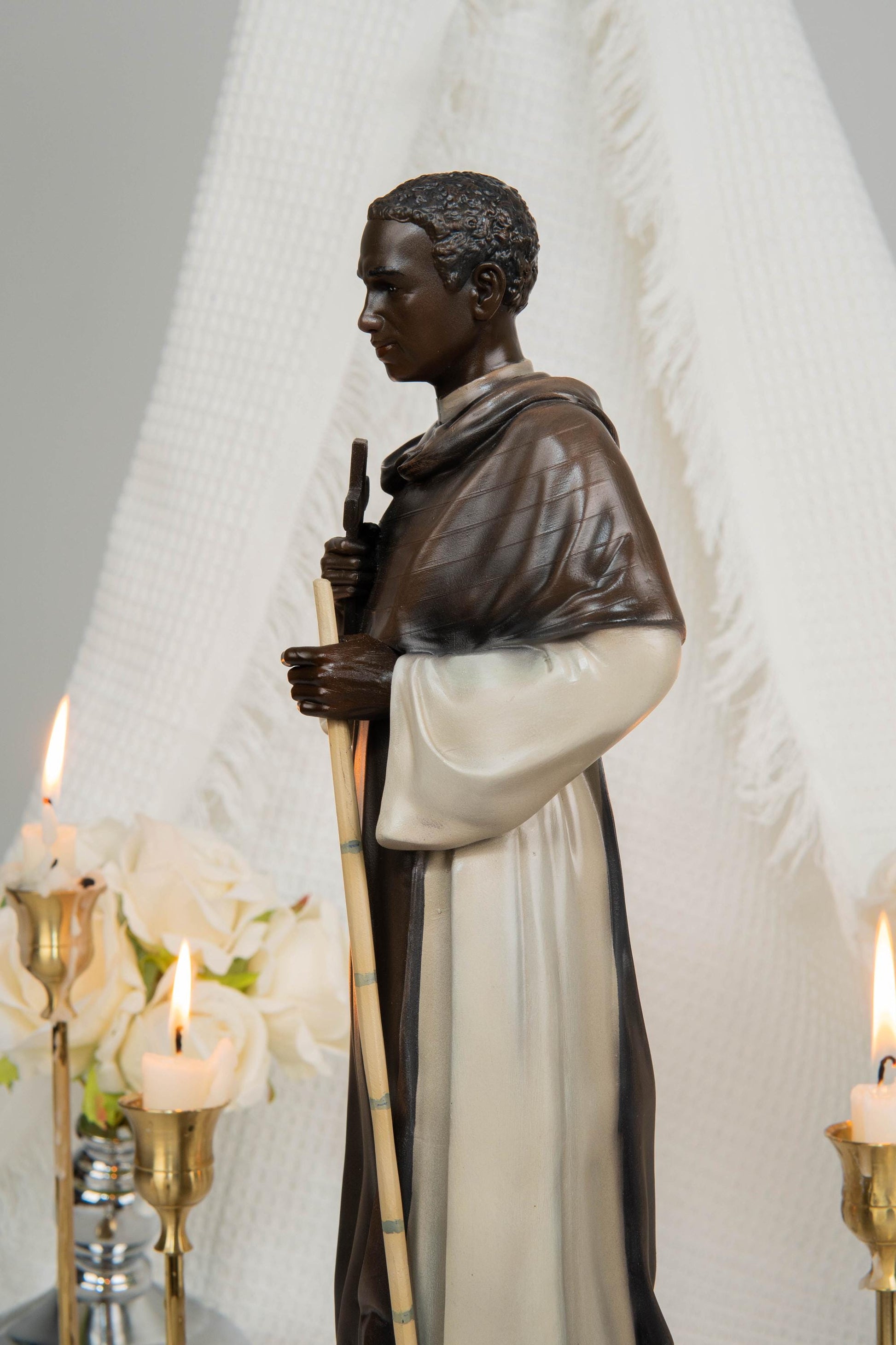 St. Martin de Porres Statue 15.8" -Catholic Religious Statue, Saint Martin Figurine, Catholic Home Decor, Patron Saint Gift, Christian Decor