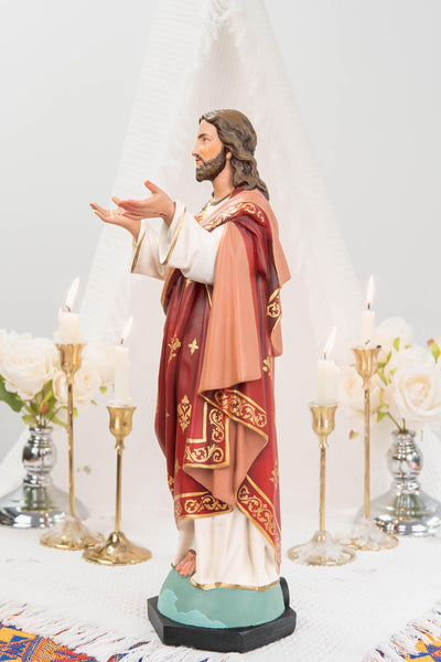 Hand-Painted Sacred Heart of Jesus Statue 15.8" - Catholic Jesus Figurine, Christ Statue for Home, Religious Gift, Christian Prayer Decor