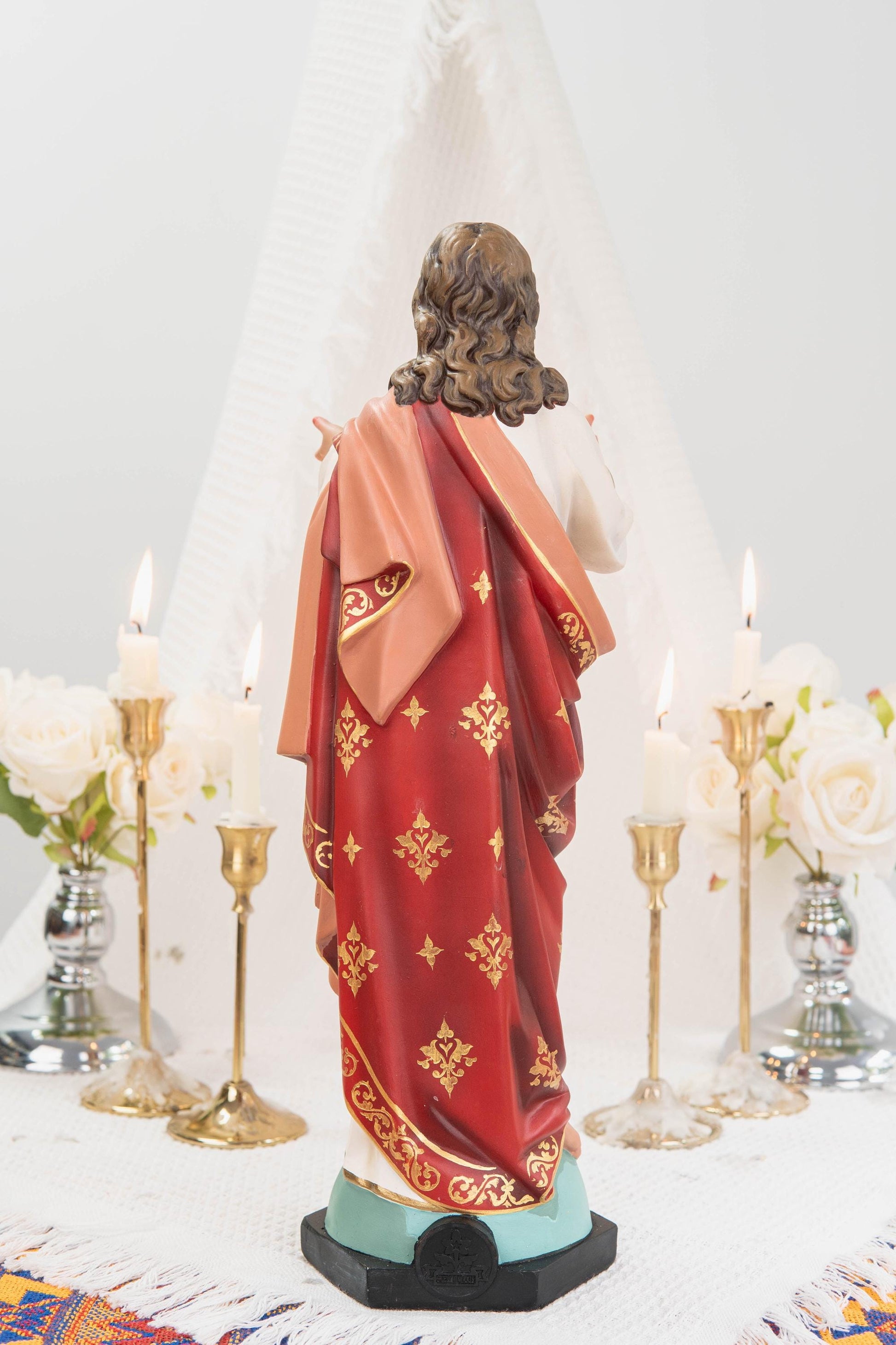 Hand-Painted Sacred Heart of Jesus Statue 15.8" - Catholic Jesus Figurine, Christ Statue for Home, Religious Gift, Christian Prayer Decor