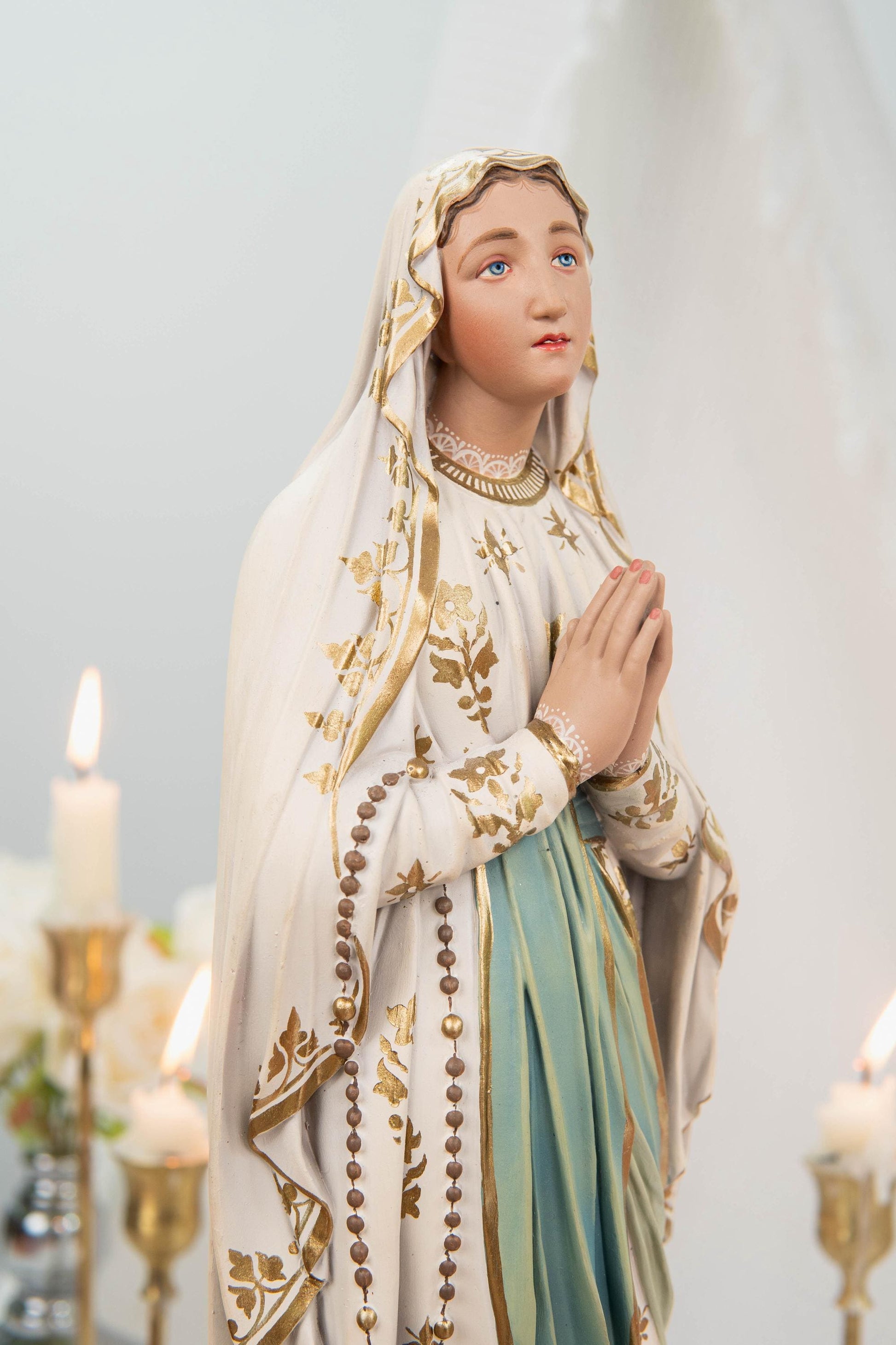 Premium Our Lady of Lourdes Statue 15.8" - Virgin Mary Figurine, Catholic Home Altar Decor, Hand Painted Catholic Gift, Motherday Gift