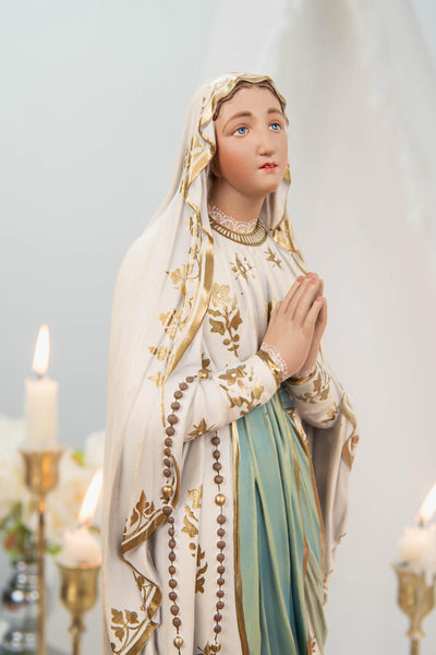 Premium Our Lady of Lourdes Statue 15.8" - Virgin Mary Figurine, Catholic Home Altar Decor, Hand Painted Catholic Gift, Motherday Gift