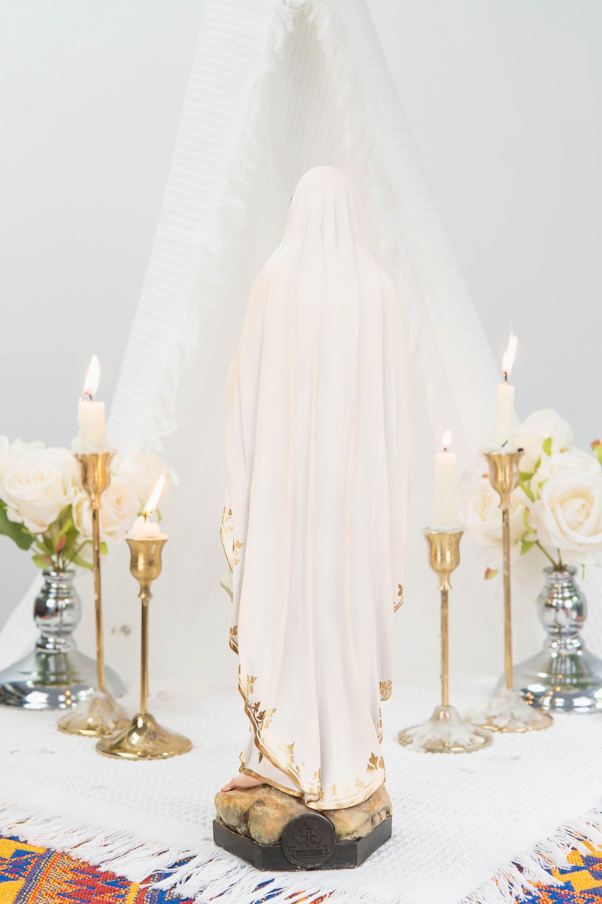 Premium Our Lady of Lourdes Statue 15.8" - Virgin Mary Figurine, Catholic Home Altar Decor, Hand Painted Catholic Gift, Motherday Gift