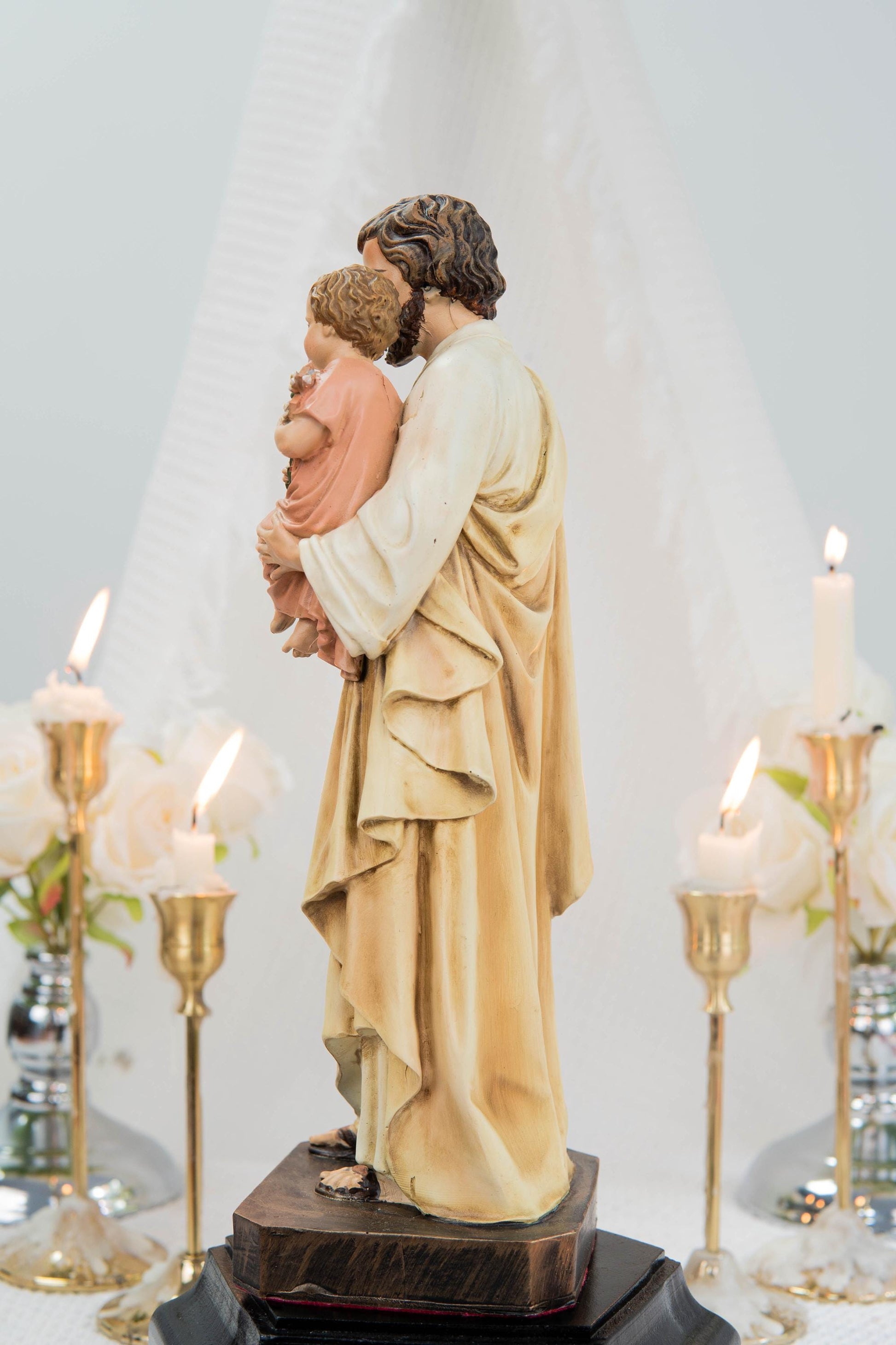 Hand-Painted Saint Joseph Holding Baby Jesus Statue - Religious Decor, Catholic Statues, Catholic Gift for Women & Men, Catholic Home Decor