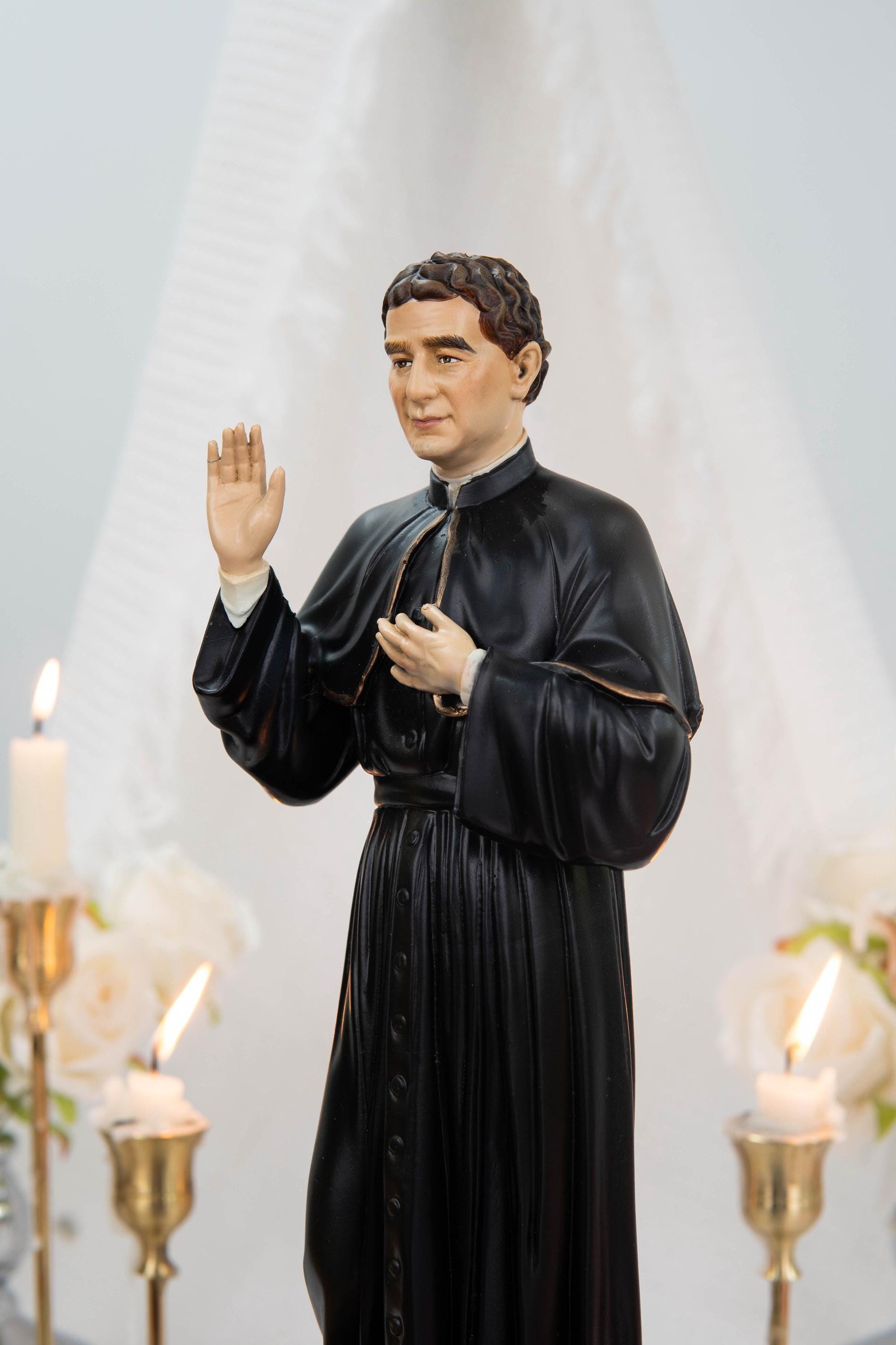 Hand-Painted Saint John Bosco Statue 11.8" – Catholic Saint for Home Altar, Religious Gift, Catholic Statue for Home Decor, St. John Bosco