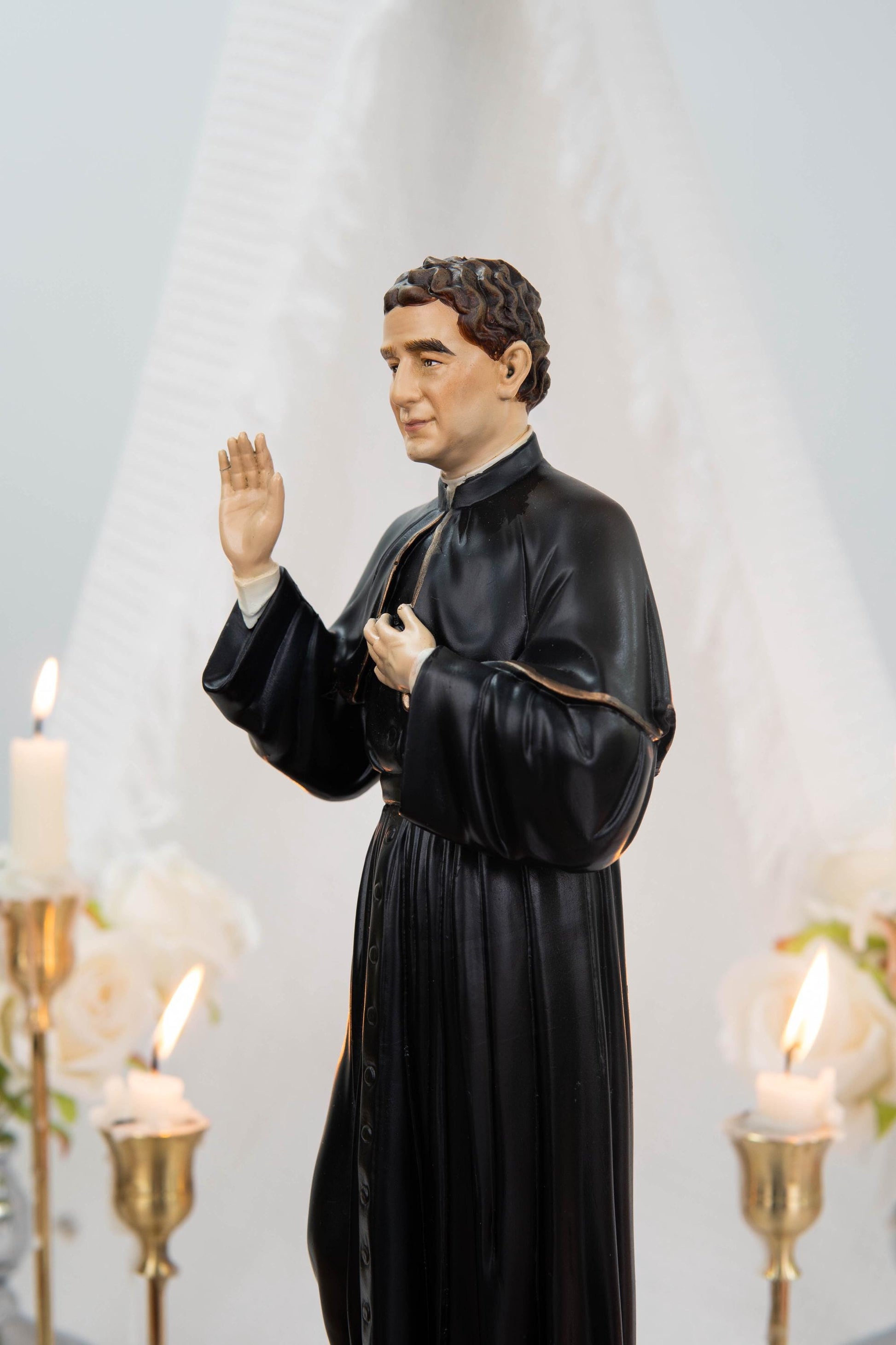 Hand-Painted Saint John Bosco Statue 11.8" – Catholic Saint for Home Altar, Religious Gift, Catholic Statue for Home Decor, St. John Bosco