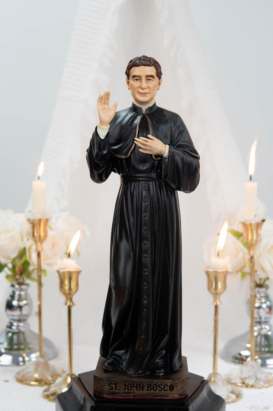 Hand-Painted Saint John Bosco Statue 11.8" – Catholic Saint for Home Altar, Religious Gift, Catholic Statue for Home Decor, St. John Bosco