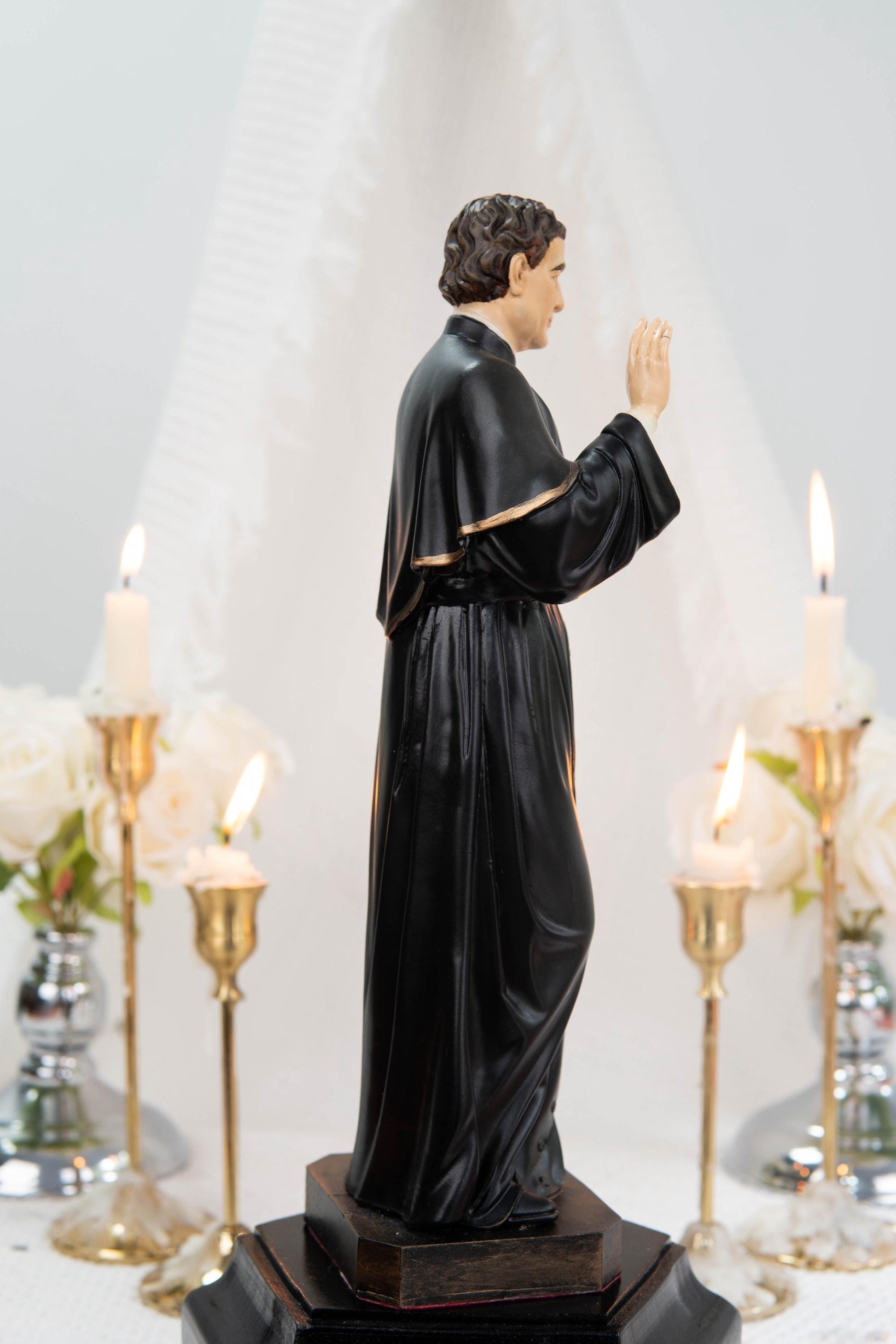 Hand-Painted Saint John Bosco Statue 11.8" – Catholic Saint for Home Altar, Religious Gift, Catholic Statue for Home Decor, St. John Bosco
