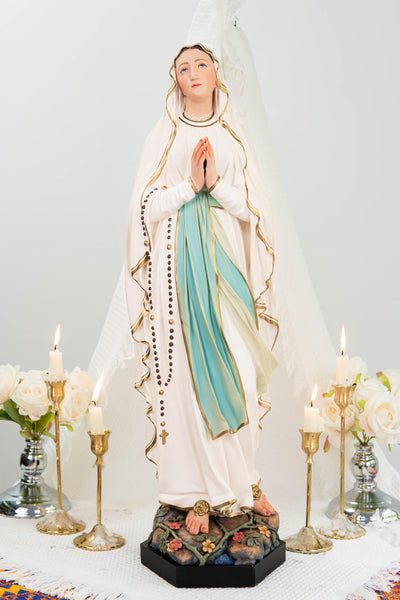 Premium Our Lady of Lourdes Statue 25.6" - Catholic Virgin Mary Figurine, Christian Prayer Gift, Home Altar Statue, Catholic Gift