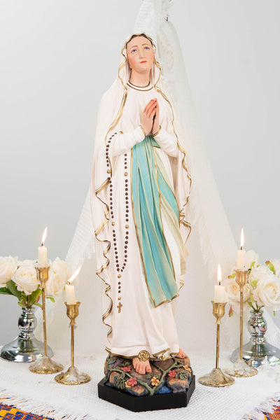 Premium Our Lady of Lourdes Statue 25.6" - Catholic Virgin Mary Figurine, Christian Prayer Gift, Home Altar Statue, Catholic Gift