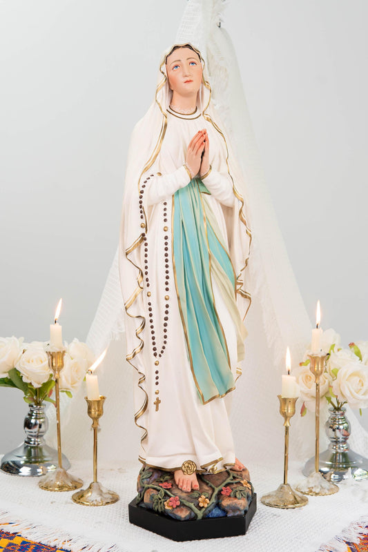 Premium Our Lady of Lourdes Statue 25.6" - Catholic Virgin Mary Figurine, Christian Prayer Gift, Home Altar Statue, Catholic Gift