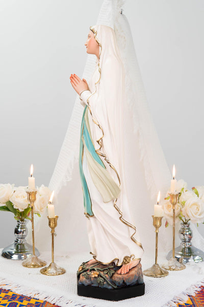 Premium Our Lady of Lourdes Statue 25.6" - Catholic Virgin Mary Figurine, Christian Prayer Gift, Home Altar Statue, Catholic Gift