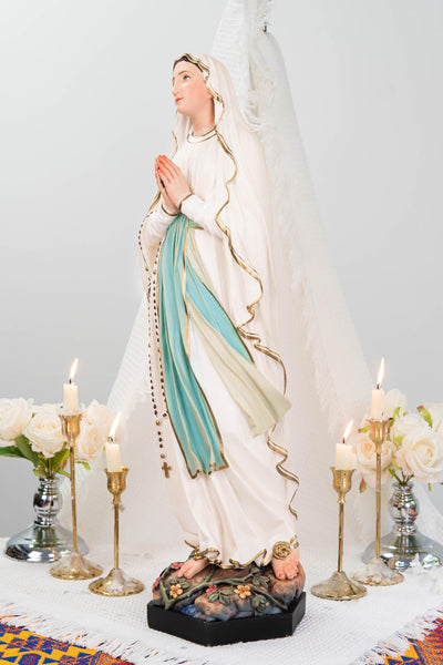 Premium Our Lady of Lourdes Statue 25.6" - Catholic Virgin Mary Figurine, Christian Prayer Gift, Home Altar Statue, Catholic Gift
