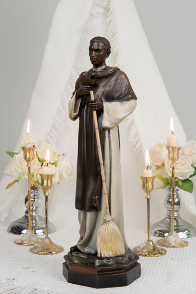 St. Martin de Porres Statue 15.8" -Catholic Religious Statue, Saint Martin Figurine, Catholic Home Decor, Patron Saint Gift, Christian Decor