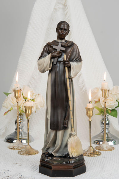 St. Martin de Porres Statue 15.8" -Catholic Religious Statue, Saint Martin Figurine, Catholic Home Decor, Patron Saint Gift, Christian Decor