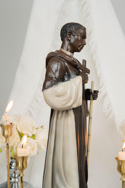 St. Martin de Porres Statue 15.8" -Catholic Religious Statue, Saint Martin Figurine, Catholic Home Decor, Patron Saint Gift, Christian Decor