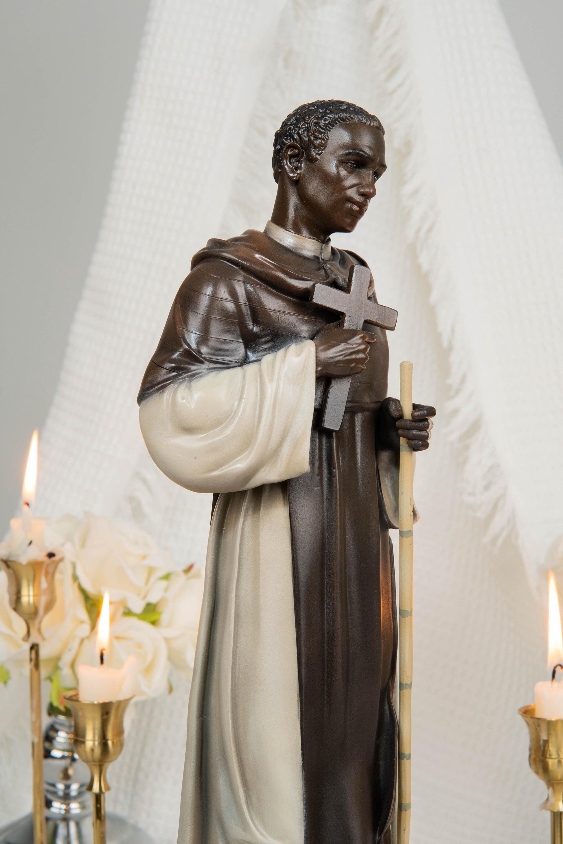St. Martin de Porres Statue 15.8" -Catholic Religious Statue, Saint Martin Figurine, Catholic Home Decor, Patron Saint Gift, Christian Decor