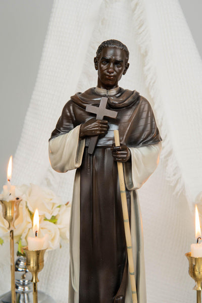 St. Martin de Porres Statue 15.8" -Catholic Religious Statue, Saint Martin Figurine, Catholic Home Decor, Patron Saint Gift, Christian Decor