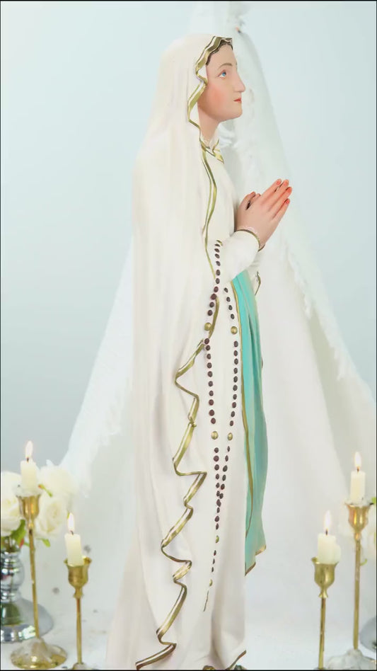 Premium Our Lady of Lourdes Statue 25.6" - Catholic Virgin Mary Figurine, Christian Prayer Gift, Home Altar Statue, Catholic Gift