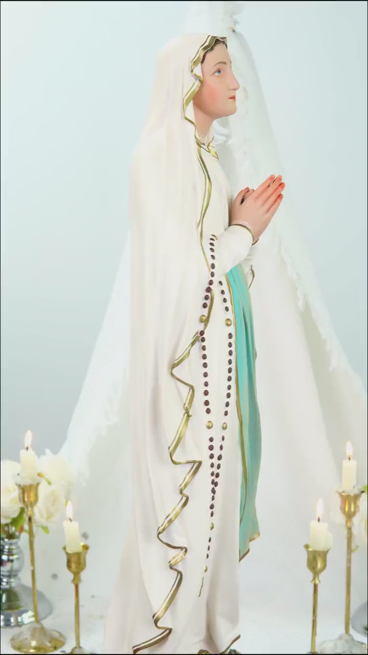 Premium Our Lady of Lourdes Statue 25.6" - Catholic Virgin Mary Figurine, Christian Prayer Gift, Home Altar Statue, Catholic Gift