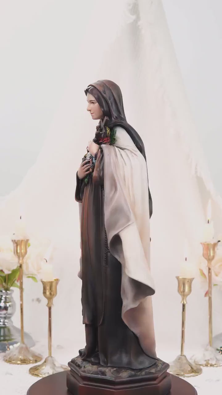 Hand-Painted Saint Thérèse Statue Catholic Figurine – Little Flower of Jesus Religious Decor, Prayer Statue for Home Altar Gift