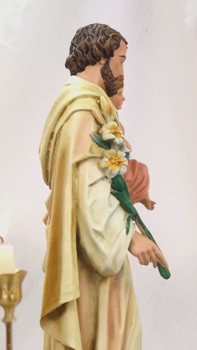 Hand-Painted Saint Joseph Holding Baby Jesus Statue - Religious Decor, Catholic Statues, Catholic Gift for Women & Men, Catholic Home Decor