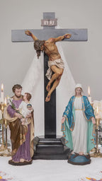 Catholic Home Altar Decor Set, Crucifix Cross Statue, Virgin Mary Our Lady of Grace, St. Joseph Figurine, Catholic Gift, Religious Statue